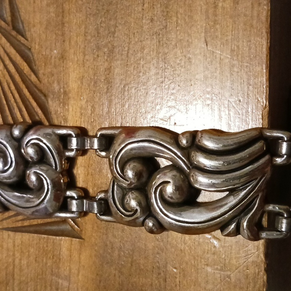 Vtg Brighton Y2k  1996 Black Leather & Silver  Concho Link Belt size Small - Picture 3 of 8